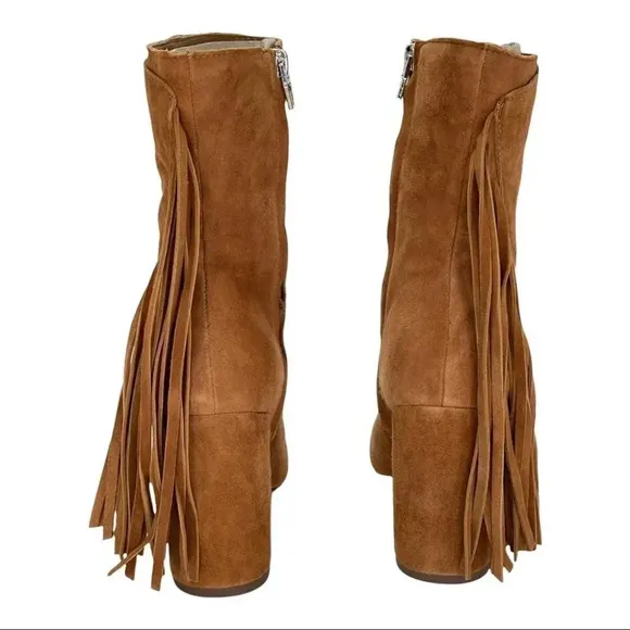 Dolce Vita Rhoda Tan Suede Tasseled Womens Ankle Boots Size 6M