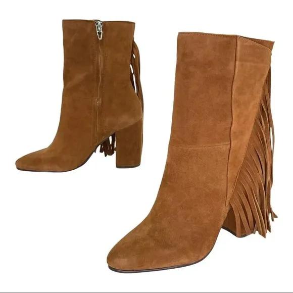 Dolce Vita Rhoda Tan Suede Tasseled Womens Ankle Boots Size 6M