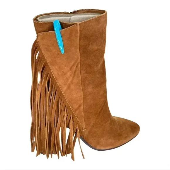 Dolce Vita Rhoda Tan Suede Tasseled Womens Ankle Boots Size 6M