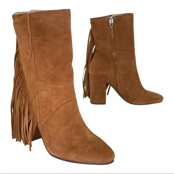 Dolce Vita Rhoda Tan Suede Tasseled Womens Ankle Boots Size 6M