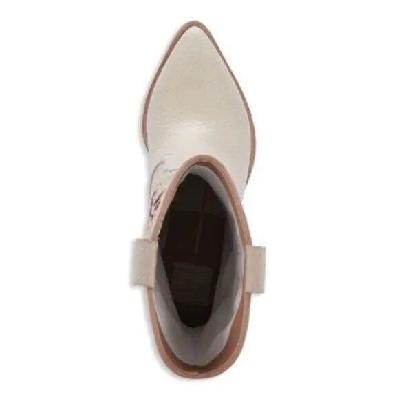 DOLCE VITA Womens Beige Overlayy Suzzy Pointed Toe Block Heel Cowboy Boots 9