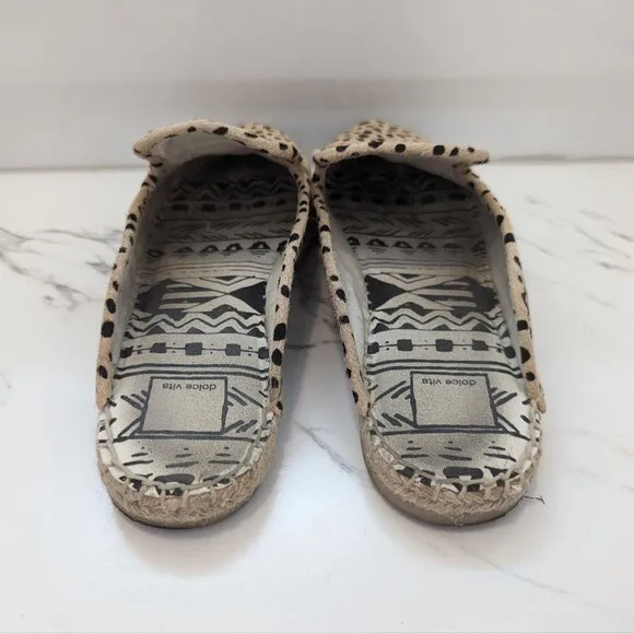 Dolce Vita Women's Leopard Print Calf Hair Slip On Espadrille Flats Mules 10