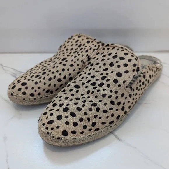 Dolce Vita Women's Leopard Print Calf Hair Slip On Espadrille Flats Mules 10