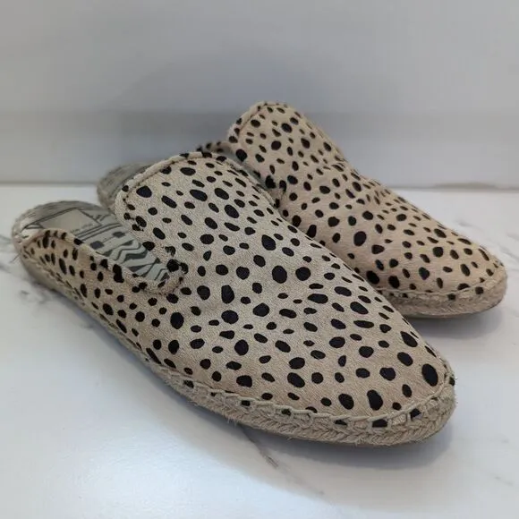 Dolce Vita Women's Leopard Print Calf Hair Slip On Espadrille Flats Mules 10