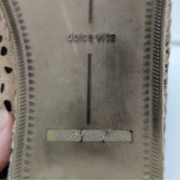 Dolce Vita Women's Leopard Print Calf Hair Slip On Espadrille Flats Mules 10