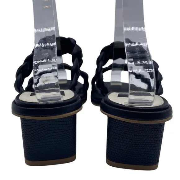 Dolce Vita Womens Shoes Ronin Sandals Sz 6 Black Vegan Leather Braided Heeled
