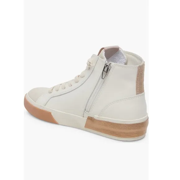 Dolce Vita Zohara High Top Sneakers White &amp; Tan Leather Women’s Size 11