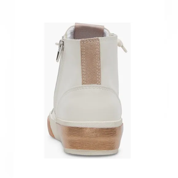 Dolce Vita Zohara High Top Sneakers White &amp; Tan Leather Women’s Size 11