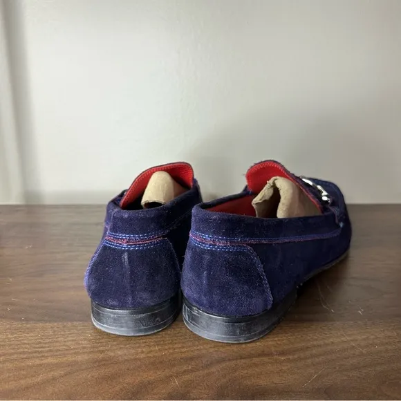 Donald J Pliner Blue Suede Dacio Loafers Sz 9.5