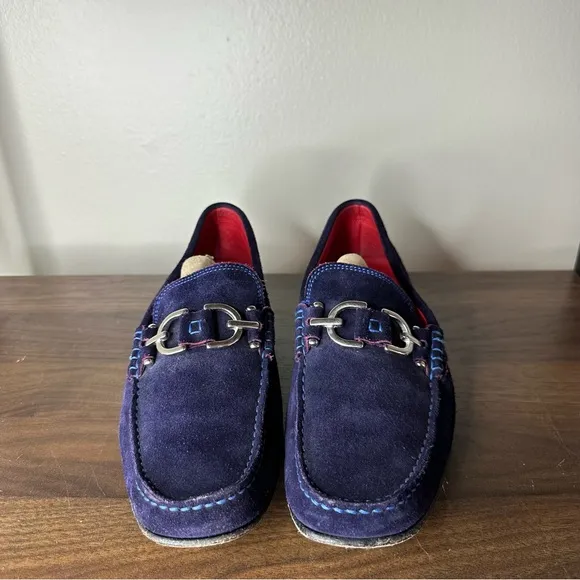 Donald J Pliner Blue Suede Dacio Loafers Sz 9.5