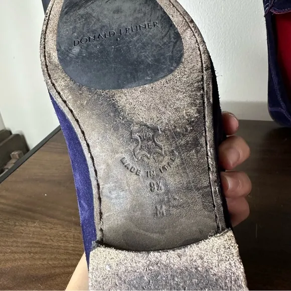 Donald J Pliner Blue Suede Dacio Loafers Sz 9.5