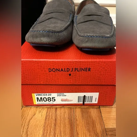 Donald J. Pliner Gray Leather Suede Loafers Size 8.5
