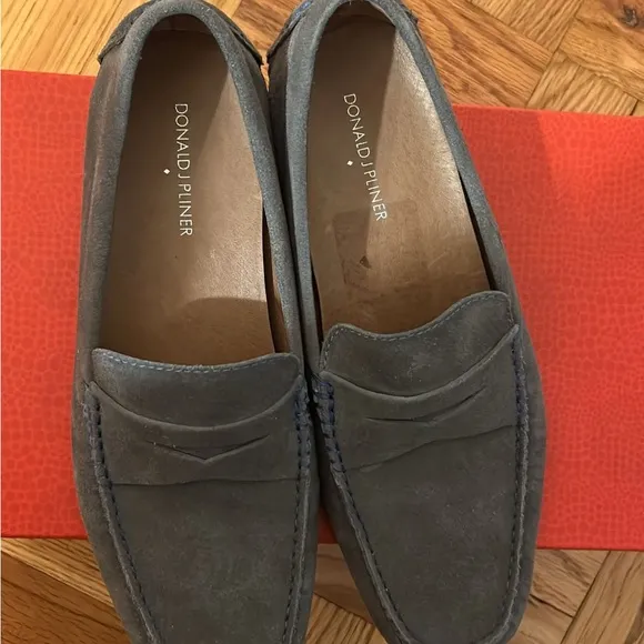 Donald J. Pliner Gray Leather Suede Loafers Size 8.5