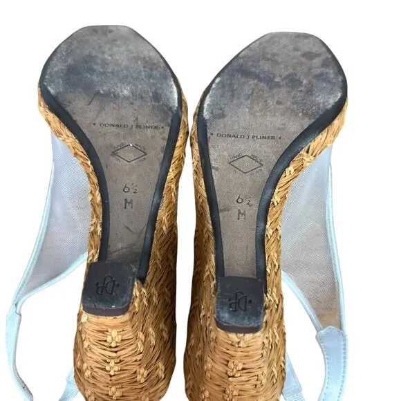 Donald J Pliner Slingback White Peep Toe Mesh Sheer Heels Sandals Shoes sz 6.5
