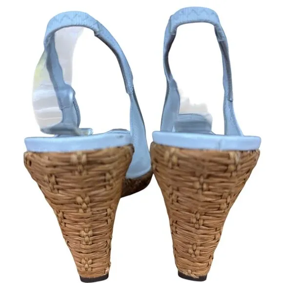 Donald J Pliner Slingback White Peep Toe Mesh Sheer Heels Sandals Shoes sz 6.5