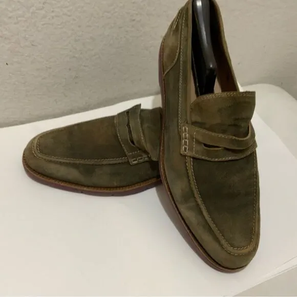 Donald J. Pliner Enzio-Ma Mens Distressed Suede Leather Loafers Size 11.5