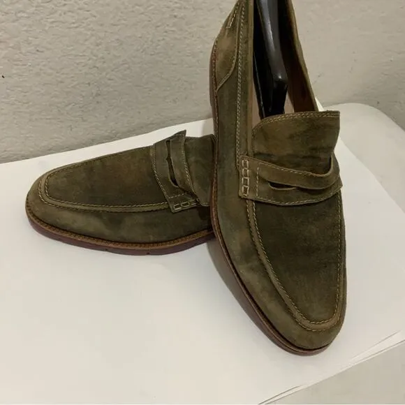 Donald J. Pliner Enzio-Ma Mens Distressed Suede Leather Loafers Size 11.5