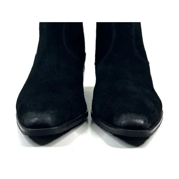 Donald Pliner Banks Women's Black Suede Pull On Ankle Boots Size 7 Booties Zip