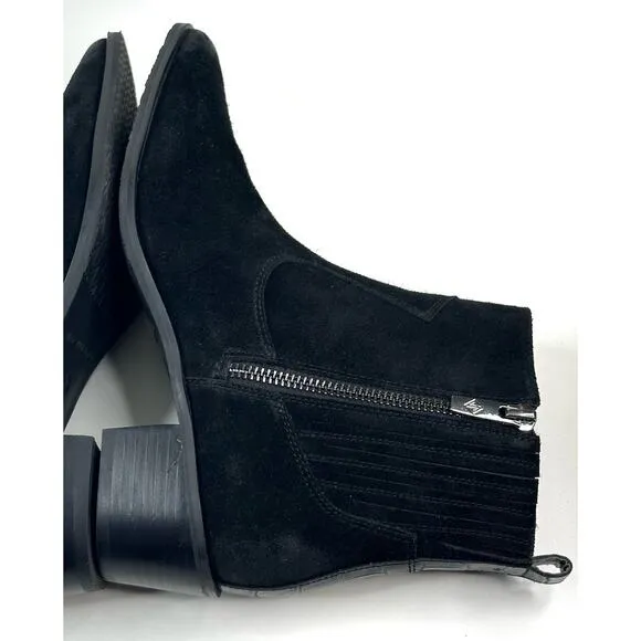 Donald Pliner Banks Women's Black Suede Pull On Ankle Boots Size 7 Booties Zip