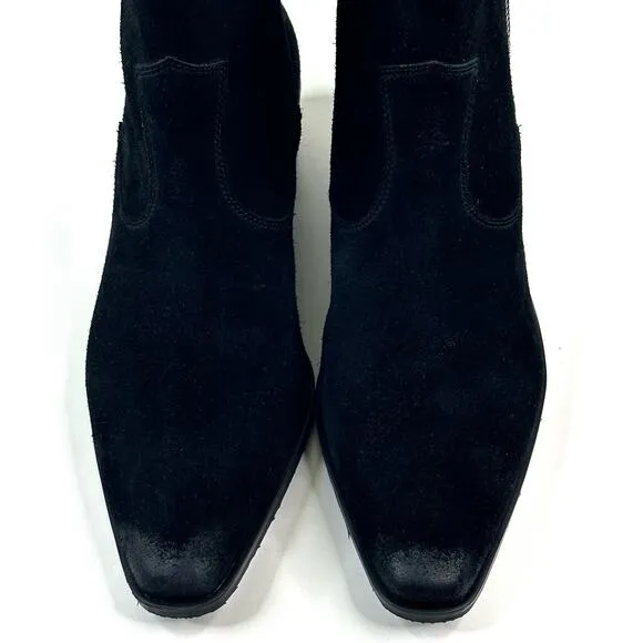 Donald Pliner Banks Women's Black Suede Pull On Ankle Boots Size 7 Booties Zip