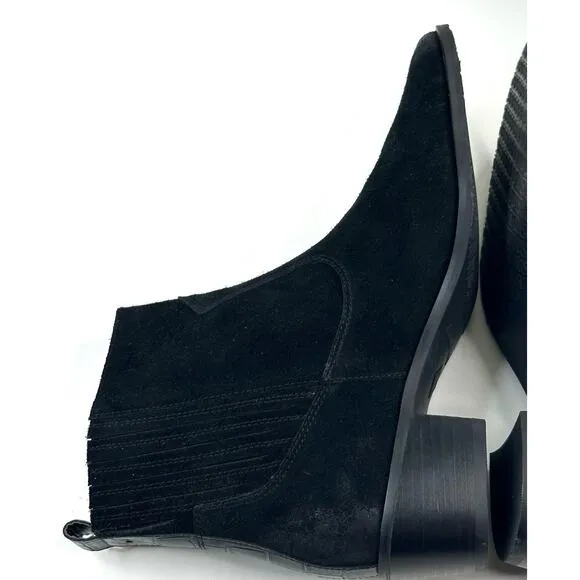 Donald Pliner Banks Women's Black Suede Pull On Ankle Boots Size 7 Booties Zip