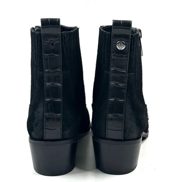 Donald Pliner Banks Women's Black Suede Pull On Ankle Boots Size 7 Booties Zip