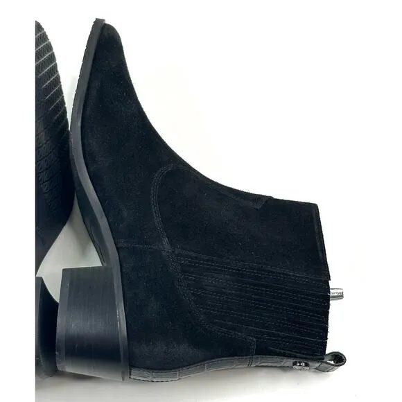 Donald Pliner Banks Women's Black Suede Pull On Ankle Boots Size 7 Booties Zip