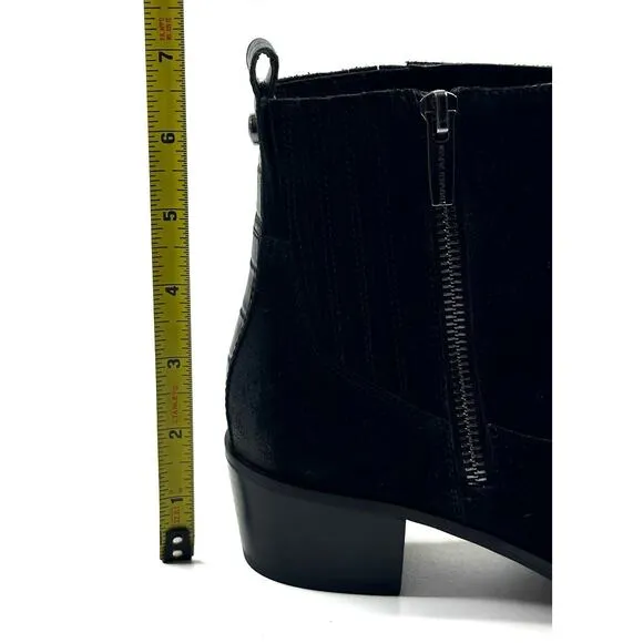 Donald Pliner Banks Women's Black Suede Pull On Ankle Boots Size 7 Booties Zip