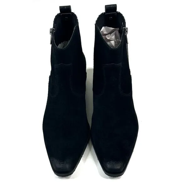 Donald Pliner Banks Women's Black Suede Pull On Ankle Boots Size 7 Booties Zip