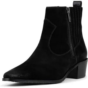 Donald Pliner Banks Women's Black Suede Pull On Ankle Boots Size 7 Booties Zip