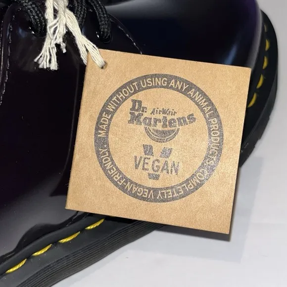 Dr Doc Martens Vegan 1461 Oxford Rub Off Shoes Black Rich Purple W7 M6 NEW