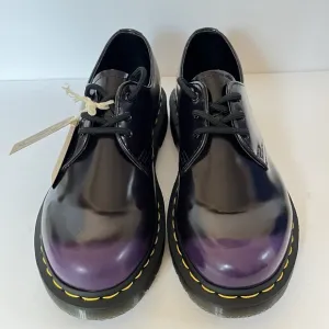 Dr Doc Martens Vegan 1461 Oxford Rub Off Shoes Black Rich Purple W7 M6 NEW