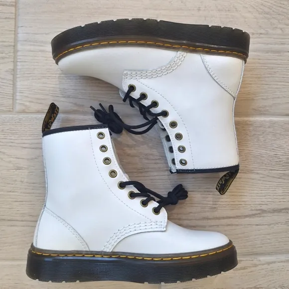 Dr. Marten Zavala white leather combat boots- size US women's 5 - EU 36