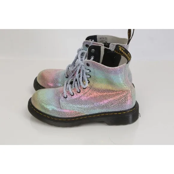 Dr. Martens 1460 Pascal Iridescent 8-Eye Boot Rainbow Boots Size 2