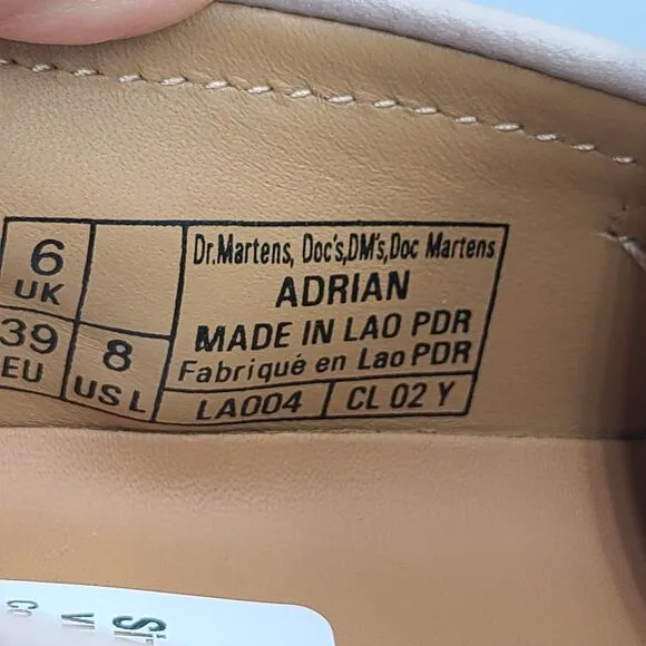 DR. MARTENS ADRIAN womens Virginia leather Tassel Loafers Taupe Size 8/ 39 new