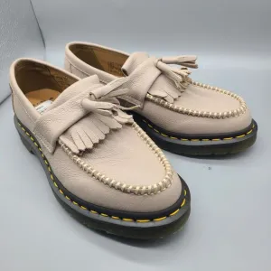 DR. MARTENS ADRIAN womens Virginia leather Tassel Loafers Taupe Size 8/ 39 new