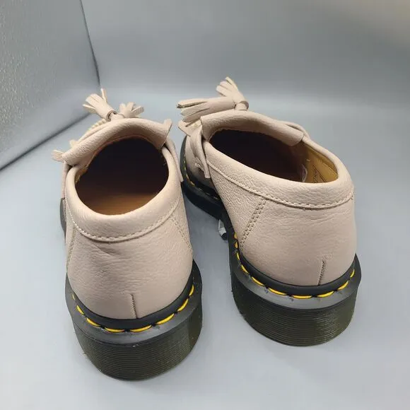 DR. MARTENS ADRIAN womens Virginia leather Tassel Loafers Taupe Size 8/ 39 new