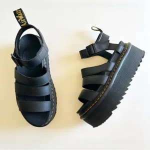 Dr. Martens Black Leather Blaire Platform Sandals