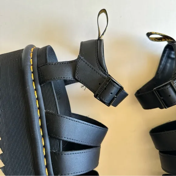 Dr. Martens Black Leather Blaire Platform Sandals