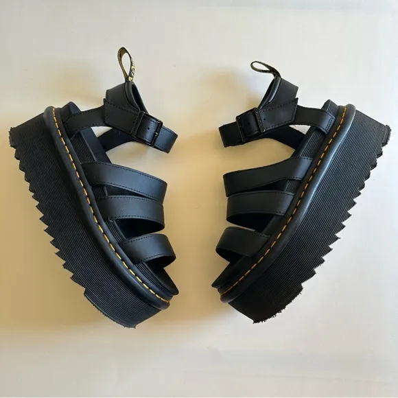 Dr. Martens Black Leather Blaire Platform Sandals