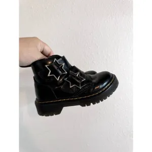 Dr. Martens Devon Bex Star Buckle Leather Black Ankle Boots Kids Size US 11