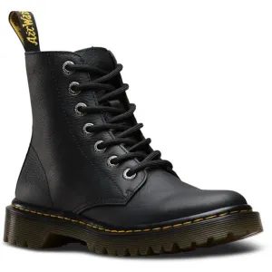 Dr. Martens Luana Black Leather Air Wair Combat 7 Eyelet Lace Up Boots