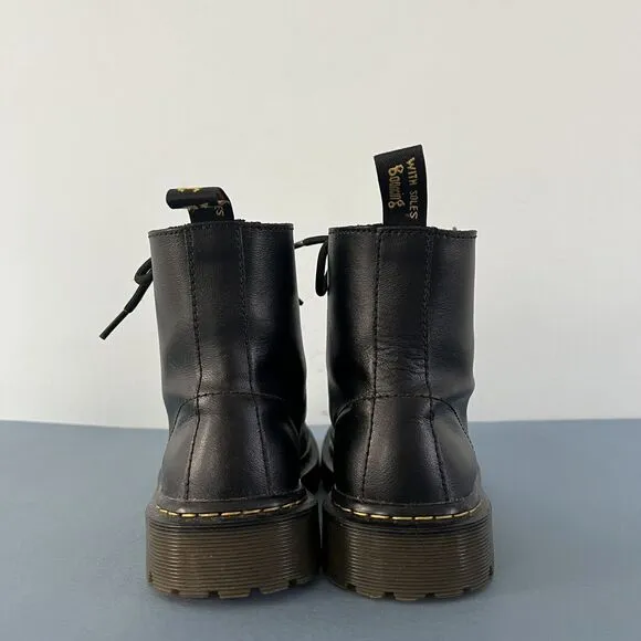Dr. Martens Luana Black Leather Air Wair Combat 7 Eyelet Lace Up Boots