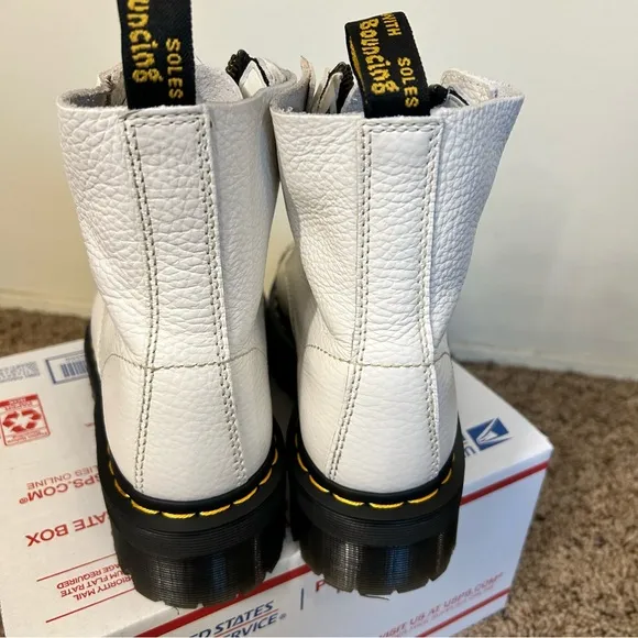 Dr. Martens White Leather Zip-Up Boots (removable zipper closure!)