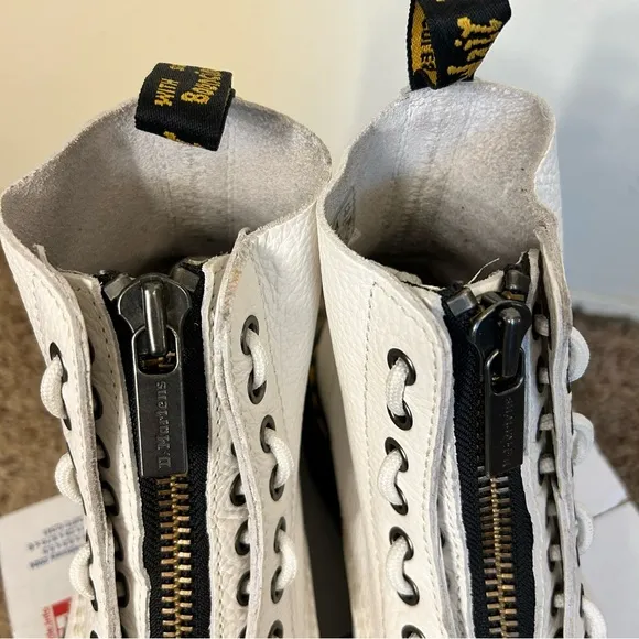 Dr. Martens White Leather Zip-Up Boots (removable zipper closure!)
