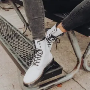 Dr. Martens White Zavala Combat Boots Lace Up Women's Size 6