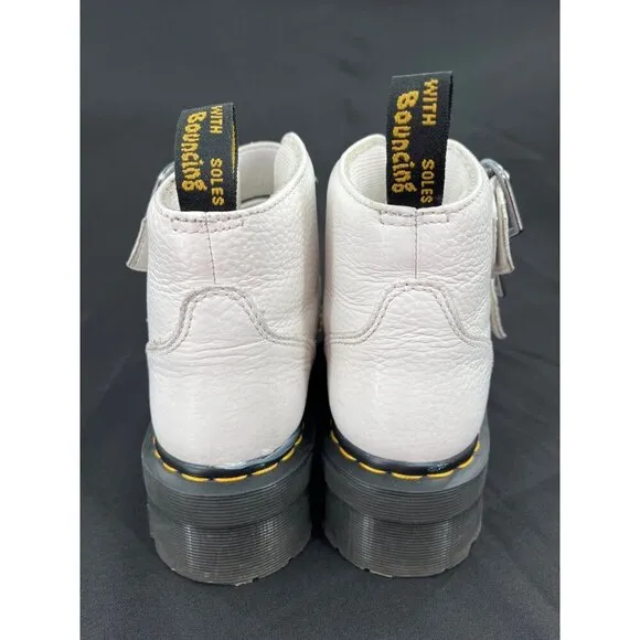 Dr. Martens Womens Devon Heart Leather Platform Boots White Size US 8 UK 6 EU 39