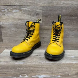 Dr. Martens Yellow Smooth Leather Lace Up Boots Women's Size 8