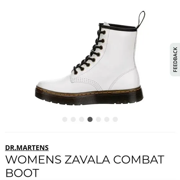 Dr. Marten’s Zavala white lace‎ up combat boots, size women’s 6, men’s 5