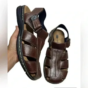 Dr. Scholl's Men’s Gaston Brown Leather Fisherman's Sandals Memory foam Sz10